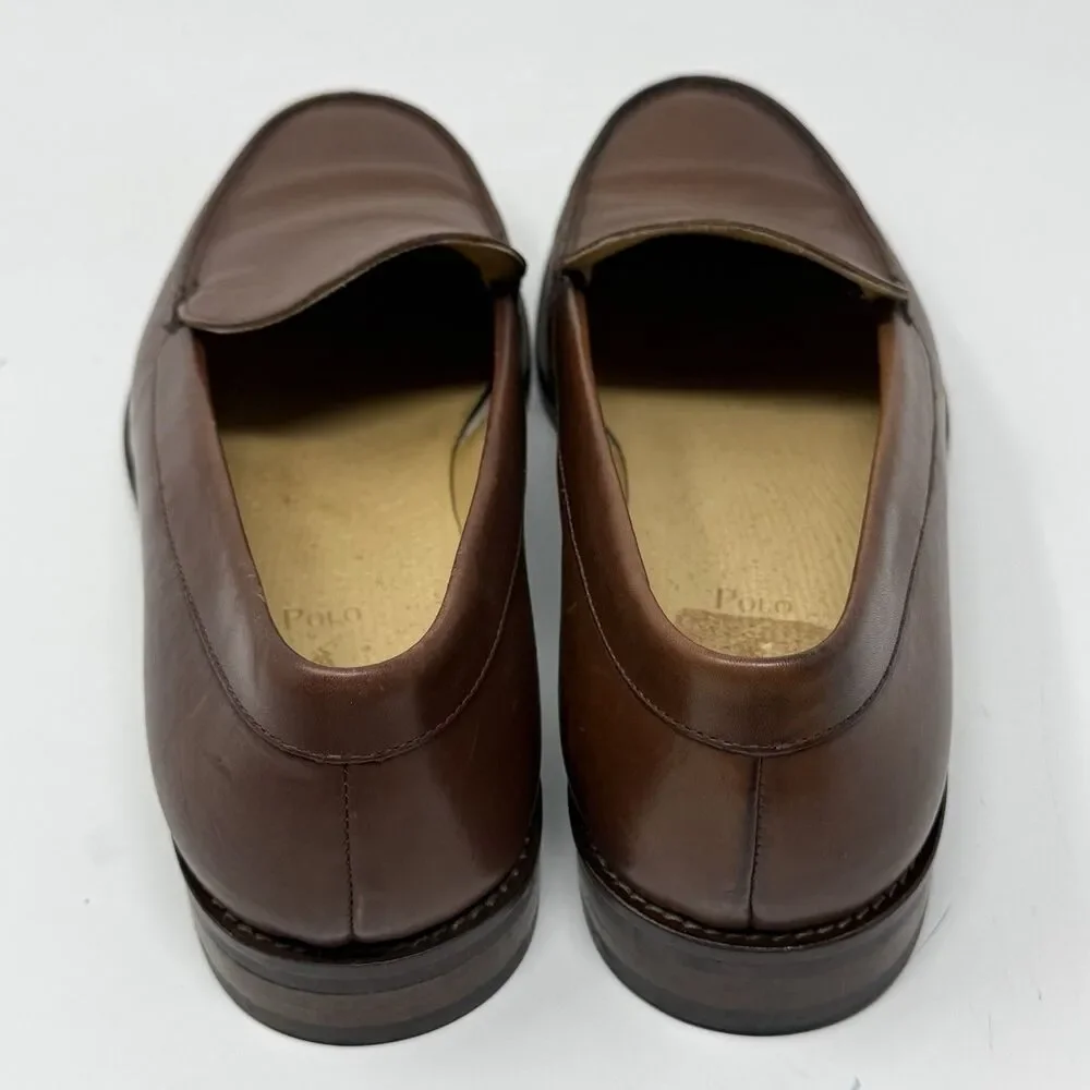 Polo Ralph Lauren Loafers Dress Shoes Mens 9 D Brown Leather Vintage Italy